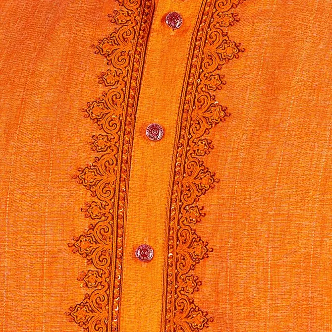 Lubnan%20Mens%20Orange%20Color%20Indian%20Cotton%20Regular%20Fit%20Panjabi%20-%20Image%203