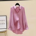 2023 Autumn Women's Wear Tencel Cotton Loose Relaxed Sunscreen Shirt Korean Edition Solid Color Versatile Drop Long Sleeve Top.