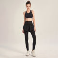 Women 2-in-1 Sports Pants Wide Elastic Waistband Pocket Ankle Length Yoga Leggings Running Sports Trousers. 