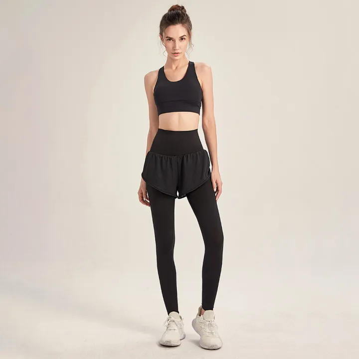 Women%202-in-1%20Sports%20Pants%20Wide%20Elastic%20Waistband%20Pocket%20Ankle%20Length%20Yoga%20Leggings%20Running%20Sports%20Trousers%20-%20Image%202