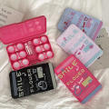 Rose red /Black/Light Blue/Light Purple Contact lens case Convenient 6 boxes Plastic Portable storage 150*92*19mm Eye care kit. 