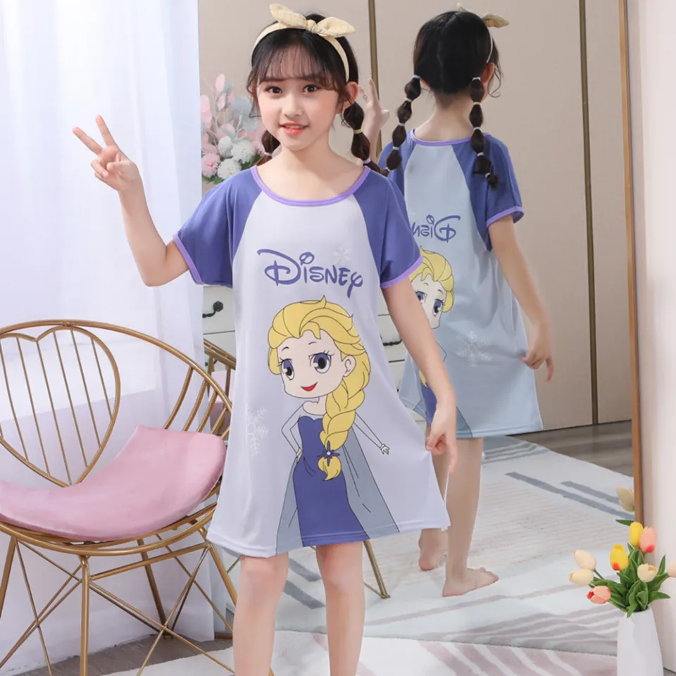 DSstyles Girls Nightgown Cartoon Cute Nightdress Summer Short