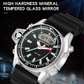 SANDA 3008 Multifunctional Men Outdoor Sports Noctilucent 50m Waterproof Digital Wrist Watch. 