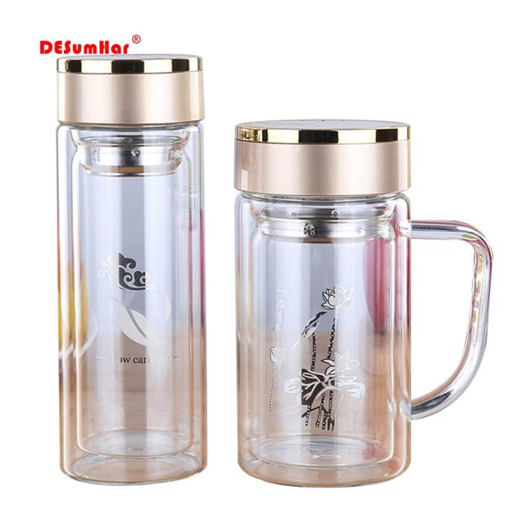 New Double Wall Glass cup Bottles Tumbler Glass Tea Drinking, Teacup Coffee Water pot tea cup,Water Bottle cups Flask
