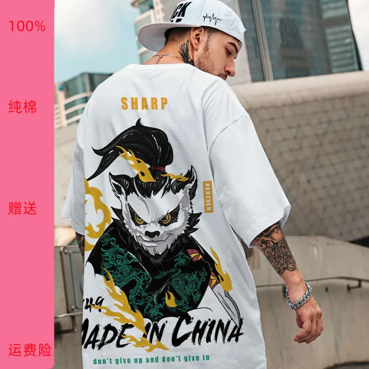 100%25Cotton%20European%20and%20American%20Fashion%20Overweight%20Men's%20Clothing%20Large%20Size%20National%20Fashion%20Hop%20Loose%20Oil%20Painting%20Short%20SleeveTT-shirt%20Trendy%20-%20Image%207