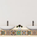Qiunery 10pcs Tile Sticker, Bathroom Kitchen Peel And Stick Backsplash Tile Decals Retro Pattern Waterproof Removable Self-Adhesive Square Wall Decals For Home Decor.