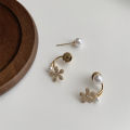 Shokhi Fashion Korean Earrings Light Luxury Flower Pearl Earrings for Girls/ Women.
