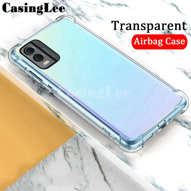 CAXKJE Custodia In Silicone + Pellicola Vetro Temperato Per Nokia C32 – Cover TPU Trasparente Antiurto, Protezione Completa