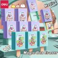 Deli Magic Box Earser Cute Cartoon Eraser Rubber Soft Eraser Creative Pencil Eraser For Kids Gifts School Supply.