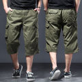 Trousers Capri-pants Summer Fashion Men's Casual Long Length Cargo Shorts Multicket Cotton Hot Breeches Capri Pants. 