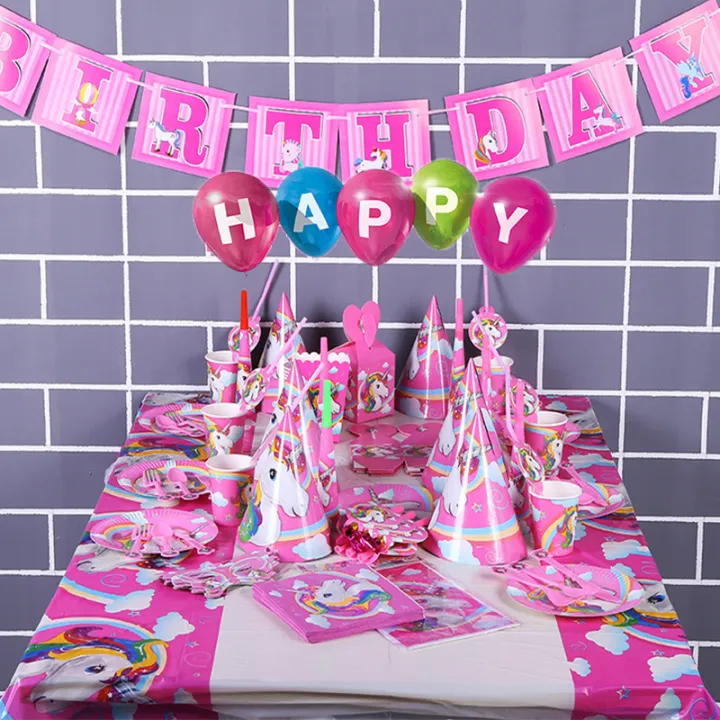 Pink%20Rainbow%20Unicorn%20Party%20Supplies%20Banner%20Paper%20Plates%20Balloons%20Napkin%20Gift%20Bag%20Wrapper%20Baby%20Shower%20Kids%20Birthday%20Decorations%20-%20Image%203