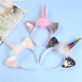 Unicorn Headband Hair Accessories Cartoon Unicorn Headband Rainbow Unicorn Theme Party Decoration LED Light Unicorn Headband Kids Girl Birthday Headwear.