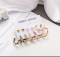 New Fashionable Trendy 6 Pairs = 12 Pcs Golden Butterfly Stud Earrings for Girls Simple Stylish New Collection 2023 - Pearl Dangle Drop Earrings for Girls Jewelry.
