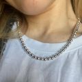 DOTEFFIL 925 Sterling Silver 6mm Smooth Beads Ball Chain Necklace For Women Trendy Wedding Engagement Jewelry.