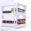 Cabinet Caddy (white)- Modular Rotating Spice Rack Organizer, Two 2-Tiered Shelves, Non-Skid Base.