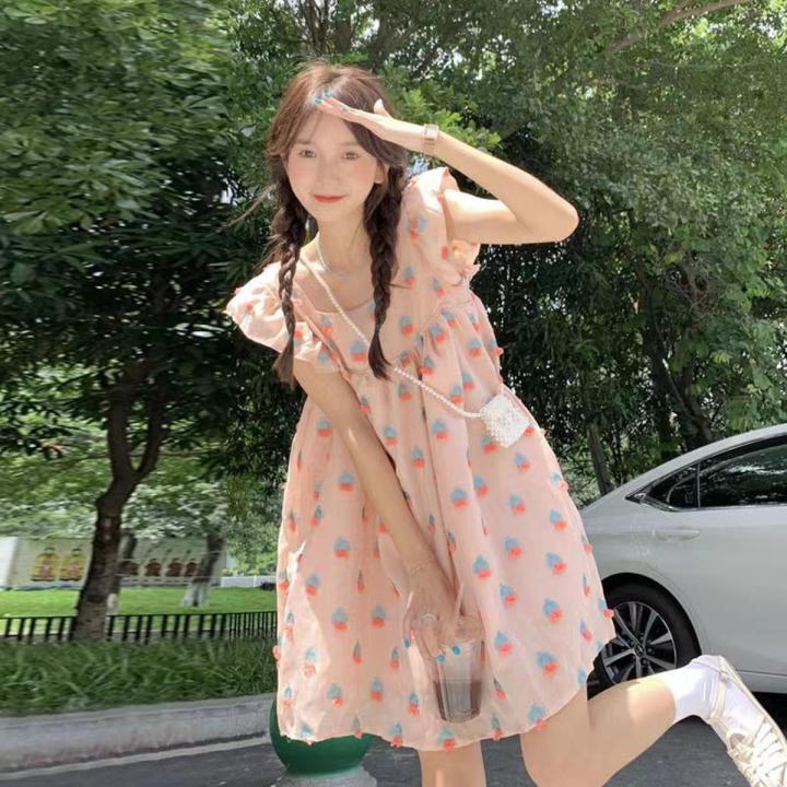 New Summer Fashing A-line Dress Women Summer Print Kawaii Japanese Style  Girls Vacation Sundress Mini All-match Design Dresses | Daraz.com.bd