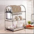 Stainless Steel Dish Rack Set 3-Tier Kitchen Organizer Tools Plate Spoon Storage Frame Drain Bowl Rack Kitchen Dish Shelf. 
