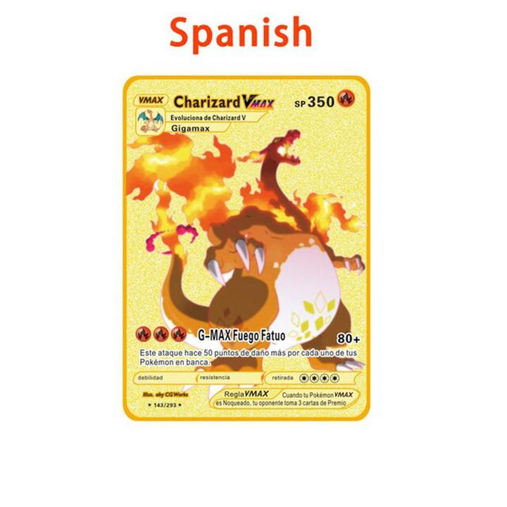 【Serendipity party】Latest Pokemon Cards Metal DIY Pikachu Charizard Golden Rainbow Card Rare Kids Gift Game Collection VMAX