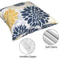 NANLIY Throw Pillow Covers 18x18 Inch Set of 4,Navy Blue Gold Oversized Flower Geometry Square Pillow Cushion Cases. 