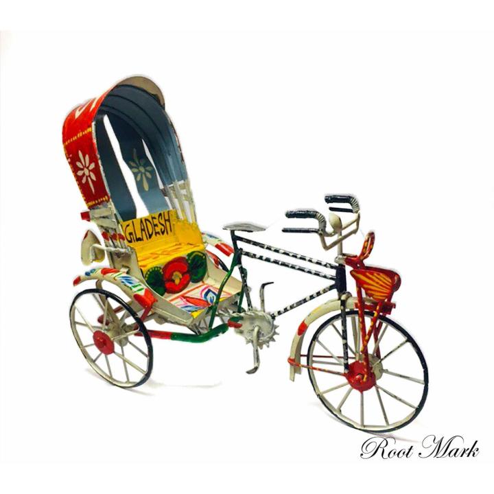 Rickshaw Showpiece Miniature (Metal, Hand Painted, Rickshaw Painting