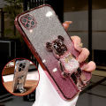 For Huawei Nova 7 / Nova 7 SE / Nova 7i Casing case with Cartoon 3D Bear Stand Luxury Slim Gradient Plating Glitter Girls Stylish Back Cover Clear Soft Silicone Protective Cases Pouch.