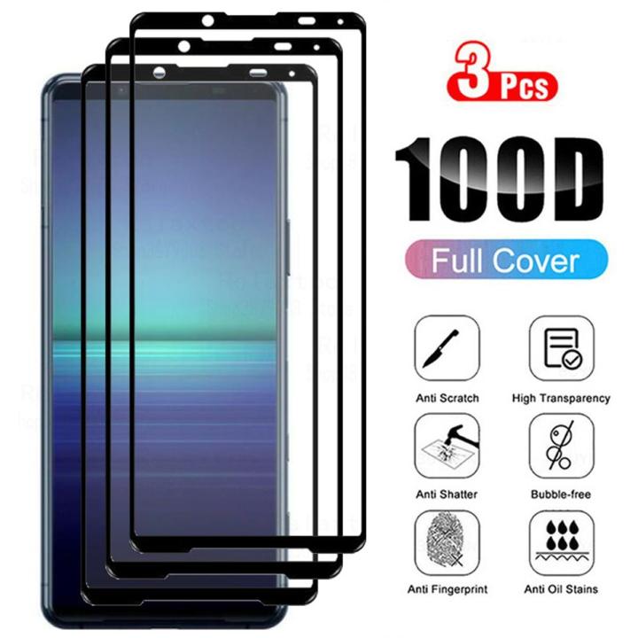 For Sony Xperia 5 II 3pcs HD with black border Tempered Glass For Sony Xperia 5 II Protective Glass Sony Xperia 5 II Screen Protector Armor Film