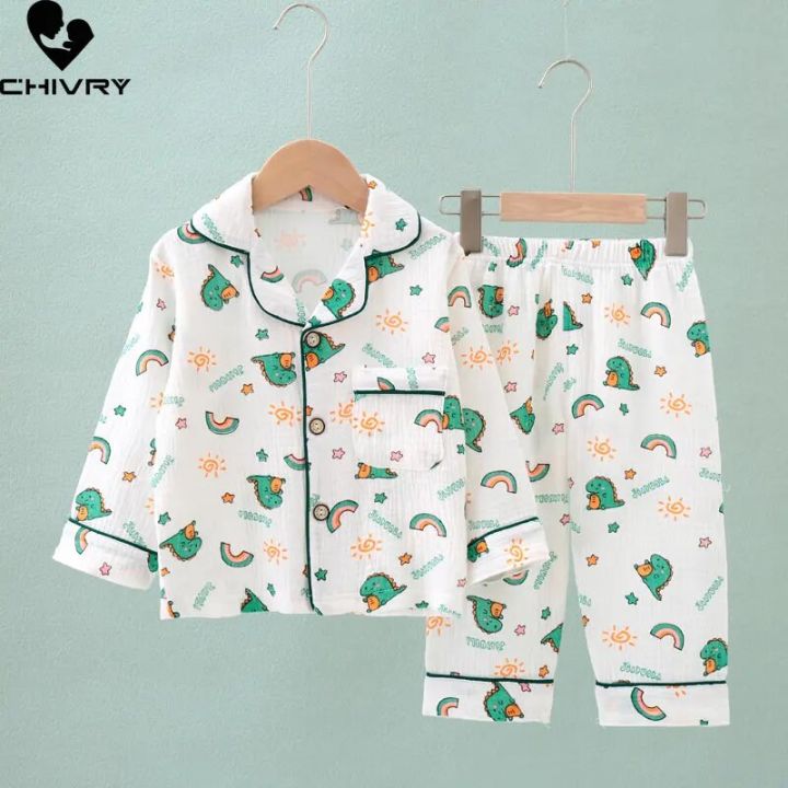 Kids%20Summer%20Thin%20Pajamas%20Sets%20New%202023%20Boys%20Girls%20Cotton%20Linen%20Cartoon%20Long%20Sleeve%20Lapel%20Shirt%20Tops%20with%20Pants%20Baby%20Home%20Wear%20-%20Image%202