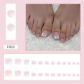 24pcs French Toenails White Edge Full Cover Short Square Toe Nails Foot Nails Tips for Women Girl.
