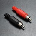 3Pair- MALE RCA Audio Video Connectors RCA Jack Plug RED & BLACK Plastic Handle Male Audio Plugs Dual Channel For RCA Socket Cables Connectors . 