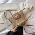 Mini Weave Straw Bag Bucket Bag for Women's Travel Vacation Beach Shoulder Bag Small Crossbody Bag Cute Sweet Style Handbag.