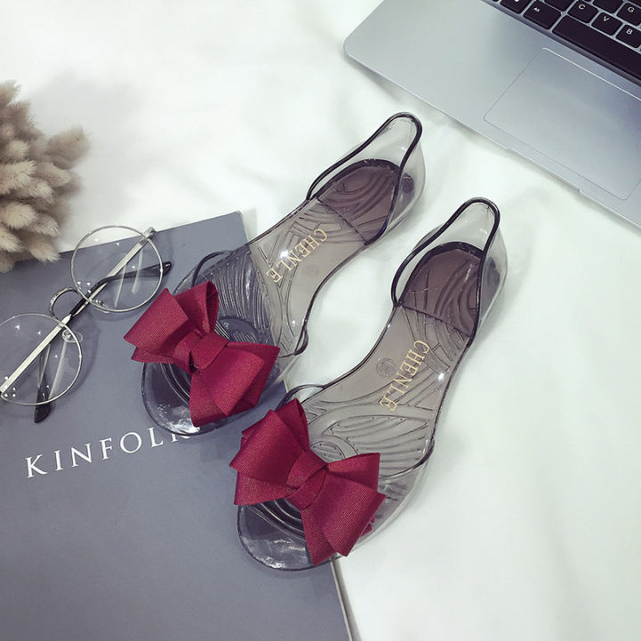 Cross-border%20Korean%20version%20of%20beach%20bow%20plastic%20transparent%20spiral%20fashion%20sandals,%20women's%20shoes,%20flat%20jelly%20shoes,%20fish%20toe%20shoes%20-%20Image%202