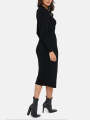 Womens Long Sleeve Ribbed Knit Wrap Collared Midi Belted Bodycon From Levin.