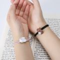 2Pcs Charms Couple Bracelets Magnetic Adsorption Paired Braclet Braided Rope Lovers Bracelet. 