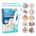 2-IN-1 Auto Skin Tag Removal Kit Painless Skin Label Mole Acne Wart Removal Pen Set with Cleansing Swabs Facial Beauty Care Tool.