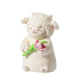 Lam Hold Tulip Sweet White Sheep Flower Soft Sugar Stuffed Hug Doll Plush Toy For Kid Girl Birthday Christmas Gift 1pc.