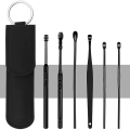Ear Pick Set Portable Ear Cleaner Set Stainless Steel With Lather Case-6PCS.