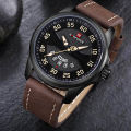NAVIFORCE NF9124 Dark Brown PU Leather Analog Watch For Men - Black & Dark Brown.