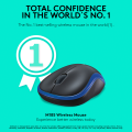 Logitech M185 Wireless Mouse, 2.4GHz with USB Mini Receiver, 12-Month Battery Life, 1000 DPI Optical Tracking, Ambidextrous PC / Mac / Laptop.