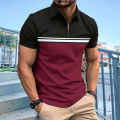 High quality men's striped polo Shirt 2024 summer new high-end zipper casual lapel short-sleeved T-shirt top. 
