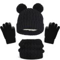 Knitted Baby Hats Scarf Set Winter Neck Scarves Beanie Caps For Boy Girls Cute Hat Scarf and Gloves 3pcs Suit For Kids 1-6years. 