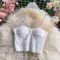 Chain Strap Front Design Padded Camisole Top With Elastic Back line. 
