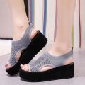 Women's Sandals Wedges Footwear Summer Platform Sandals Women Shoes Female Slip on Peep Toe Knitted Ladies Sneakers Casual. 
