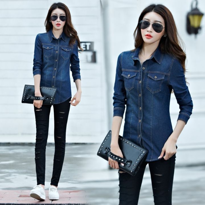 Jeans%20Shirt%20women%202019%20Long%20Sleeve%20Slim%20Casual%20Vintage%20Elastic%20Ladies%20Denim%20Shirts%20Tops%20Blusas%20Feminina%20Woman%20Blouses%20and%20Tops%20-%20Image%204