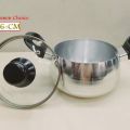 Kiam Classic 16cm Pure Aluminum Belly Shape Saucepan Casserole With Glass Or Aluminum Lid. Aluminium Cookware High Hari Such Pan. Model: Y80..