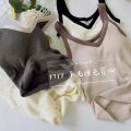 Terry Thermal Vest Contrast Color Temperament Underwear Padded Thermal Bottoming Shirt One-Piece Thermal Top Fashion. 