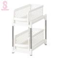 Bathroom Sink Storage Solution Double-layer Under-sink Organizer Rack with Large Capacity Easy Assembly Storage Shelf for Cabinets Strong Load-bearing Design. 