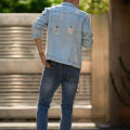 Autumn New Men Streetwear Fashion Solid Holes Slim Denim Jacket High quality Male Casual Jacket Coat.
