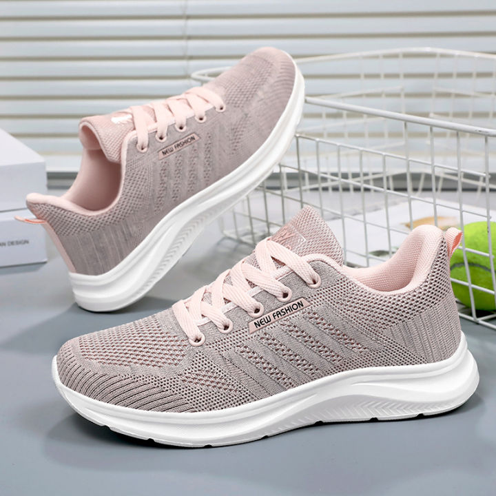 Sneakers women's 2024 spring and autumn single shoes cross-border Shein Daifa Korean version of flying woven soft-soled casual breathable running shoes