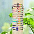 2024 Fashion Evil's Eye Seed Beaded Bracelet Handmade Adjustable Women Bracelet Colorful Seed Beads Bracelet (KB8516).