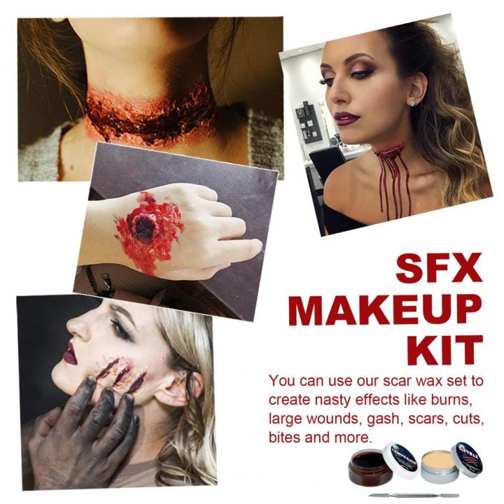 3Pcs/Set Creative Coagulated Blood Gel Safe No Odor Blood Gel Halloween Dress Up Party Scar Wax Kit
